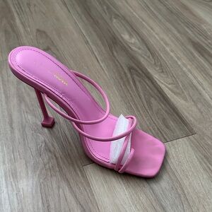 Fashion Nova Pink and White Strappy Heels